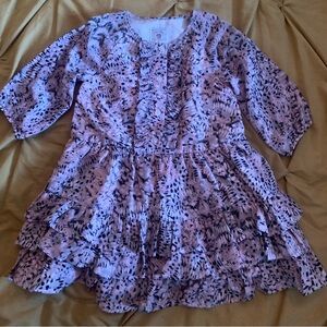 Charming Lilac Patterned Ruffle Dress for Girls
